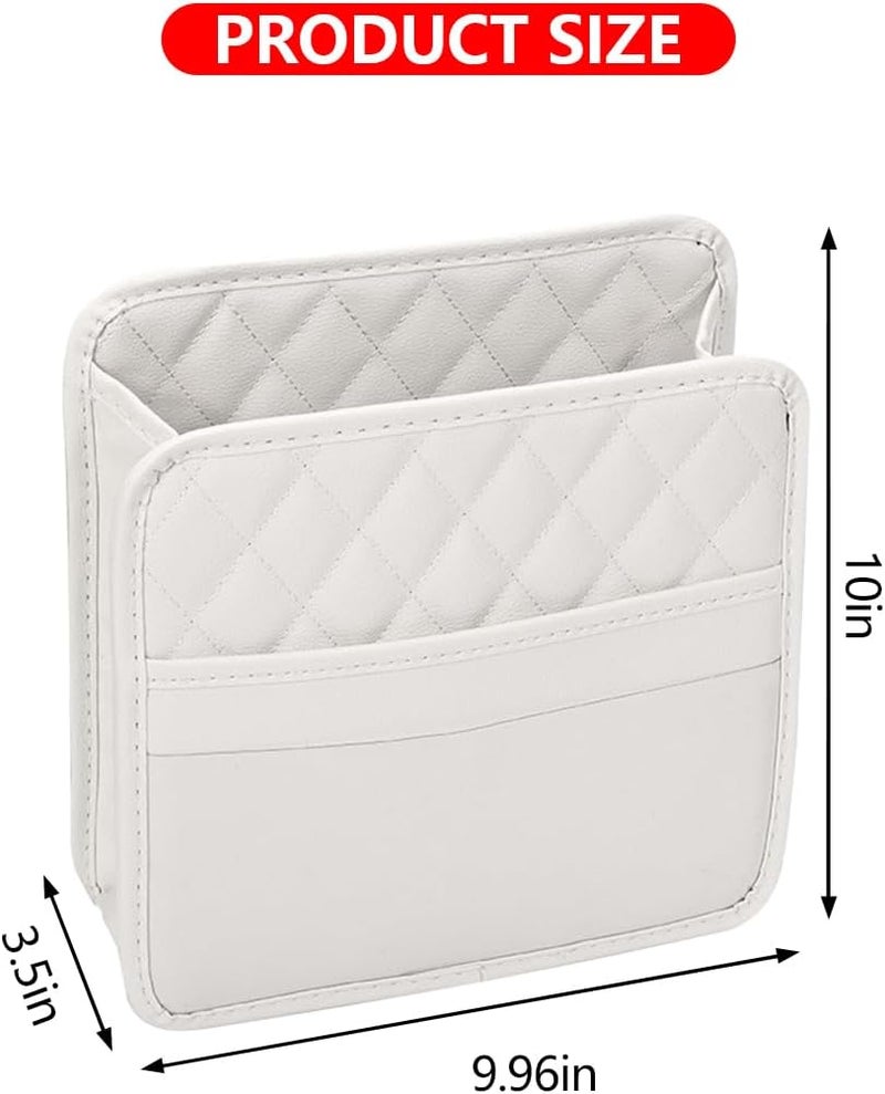Mandark Car Seat Back Organizer, PU Leather Automotive Backseat Hanging Storage Pocket, Multipurpose Vehicle Travel Essentials Accessories for Kids & Adults, Universal for Most Cars (Gray) - Image 1